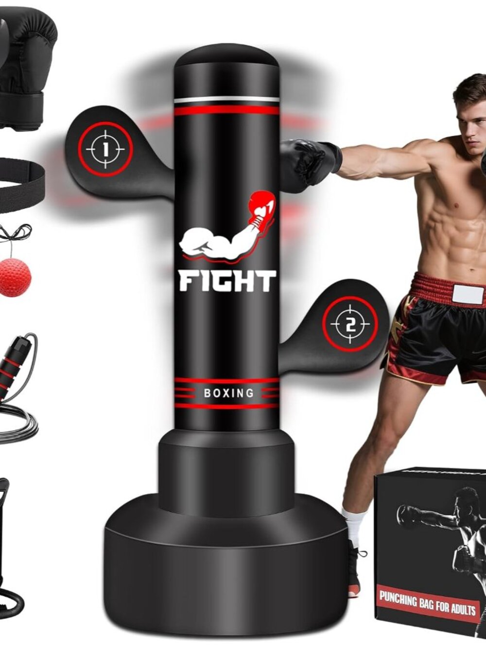 Upgraded Heavy Freestanding Punching Bag for Adults Teens, 70” Standing Punching